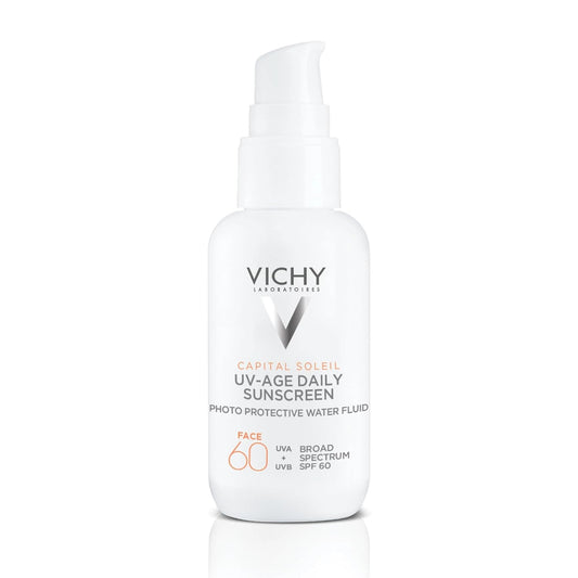 Capital Soleil Uv-Age Daily SPF 60, anti Aging Sunscreen for Face SPF 60, Hyaluronic Acid + Peptides + Vitamin C, Broad Spectrum Invisible SPF Protection, No White Cast Sunscreen