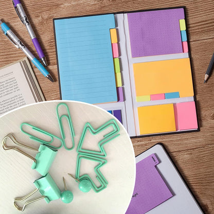Sticky Note Tabs Set Combines Sticky Notes with Office Rubber Bands & Paper Clips Stay Productive & Prepared with Paper Notes That Brighten Your Desk Fun Gift for Students & Professionals
