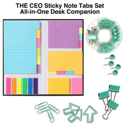 Sticky Note Tabs Set Combines Sticky Notes with Office Rubber Bands & Paper Clips Stay Productive & Prepared with Paper Notes That Brighten Your Desk Fun Gift for Students & Professionals