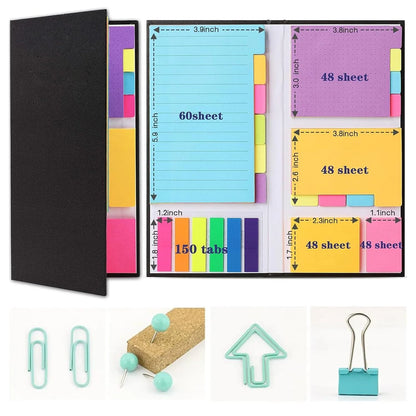 Sticky Note Tabs Set Combines Sticky Notes with Office Rubber Bands & Paper Clips Stay Productive & Prepared with Paper Notes That Brighten Your Desk Fun Gift for Students & Professionals
