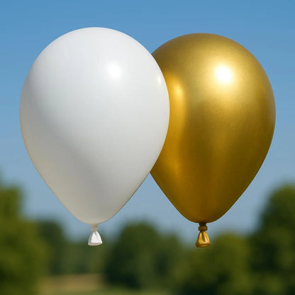 Balloon Garland Arch Kit 146 Pcs White Metallic Gold Confetti Balloons for Baby Shower Birthday Gender Reveal Wedding Party DIY Kit