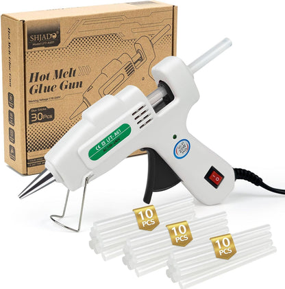 Mini Hot Glue Gun Kit with 30 Glue Sticks - Fast Preheating Hot Melt Gun, High Temp for School Crafts DIY Arts and Quick Home Repairs(White)