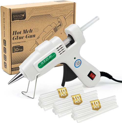 Mini Hot Glue Gun Kit with 30 Glue Sticks - Fast Preheating Hot Melt Gun, High Temp for School Crafts DIY Arts and Quick Home Repairs(White)