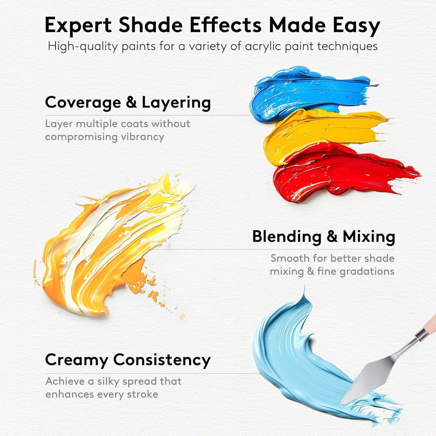 Acrylic Paint Set, 24 Colors (2 Oz/Bottle) with 12 Art Brushes, Art Supplies for Painting Canvas, Wood, Ceramic & Fabric, Rich Pigments Lasting Quality for Beginners, Students & Professional Artist