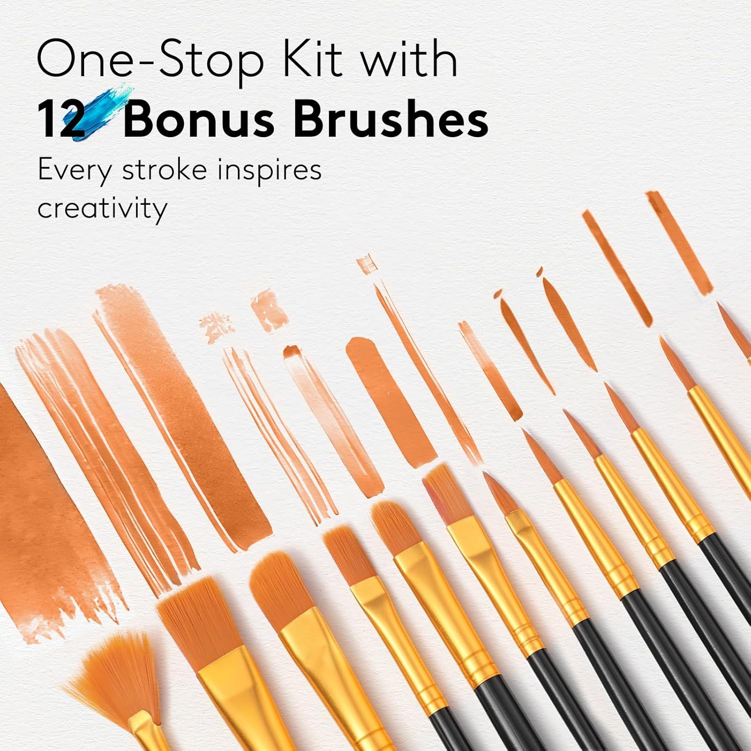 Acrylic Paint Set, 24 Colors (2 Oz/Bottle) with 12 Art Brushes, Art Supplies for Painting Canvas, Wood, Ceramic & Fabric, Rich Pigments Lasting Quality for Beginners, Students & Professional Artist