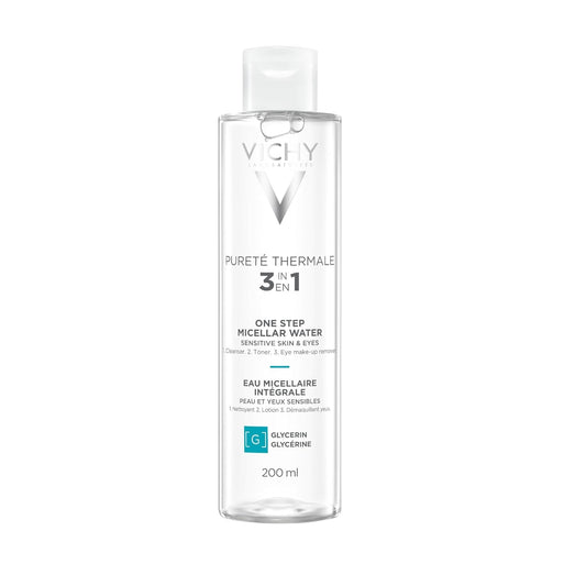 VICHY Pureté Thermale One Step Micellar Water Makeup Remover & Facial Toner, Micellar Cleansing Water & Vitamin B5,  Rinse Needed, Gentle Eye Makeup Remover & Hydrating Toner for Face