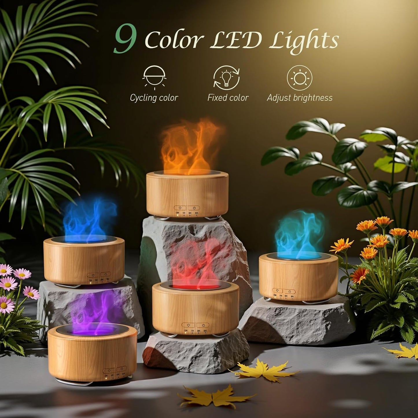 Essential Oil Diffuser for Home: 500ML Aroma Diffuser for Hotel Office Yoga Room - Humidifier with 9 Colors LED Night Light for Kids/Women Home Relaxation, Lemon Yellow