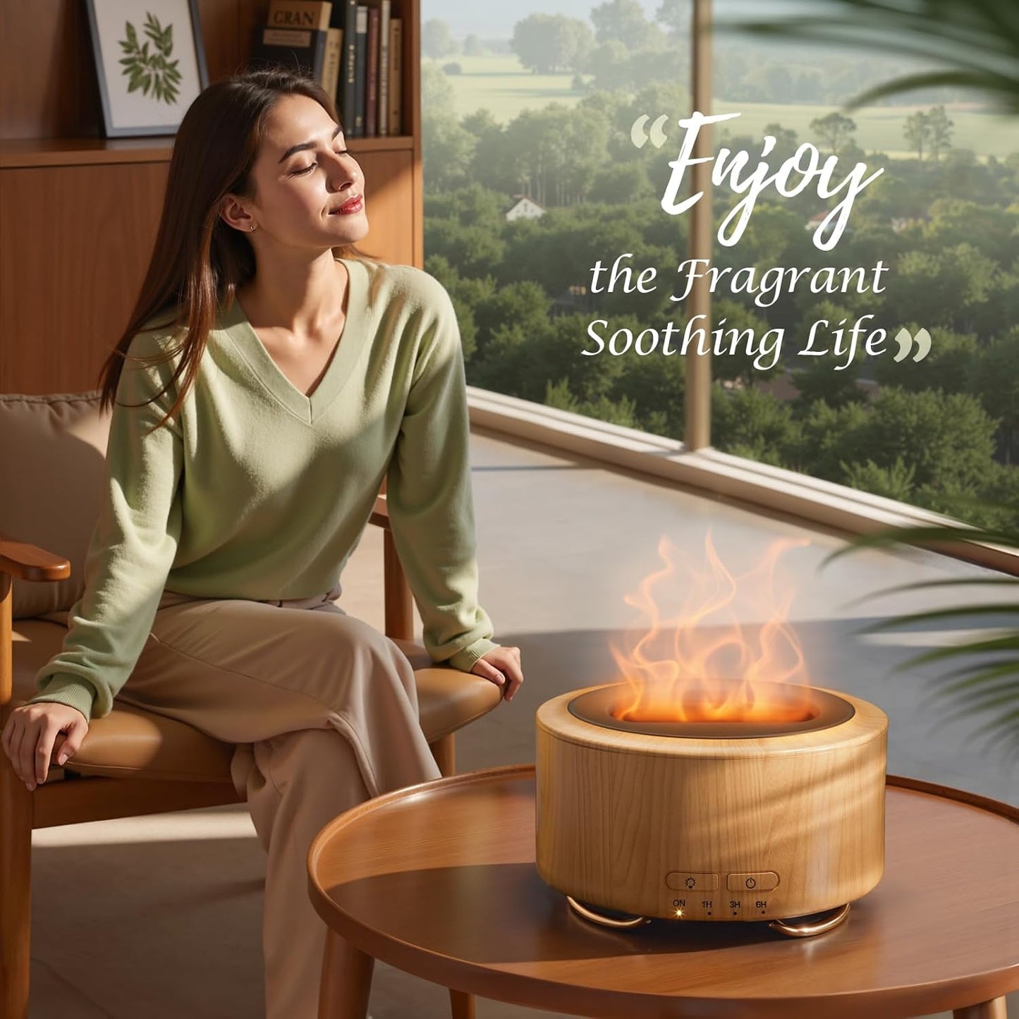Essential Oil Diffuser for Home: 500ML Aroma Diffuser for Hotel Office Yoga Room - Humidifier with 9 Colors LED Night Light for Kids/Women Home Relaxation, Lemon Yellow