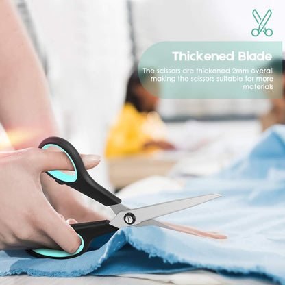 3-Pack 8" Heavy Duty Scissors with Ultra Sharp Blades and Comfort Grip Handles - for Office, Home, School, Sewing, and Crafts