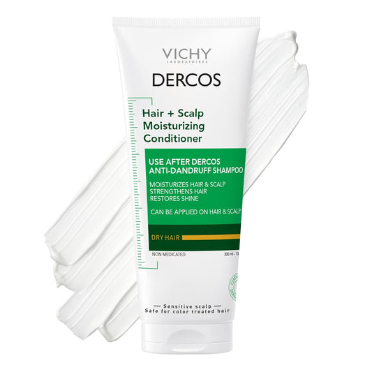 Dercos Hair & Scalp Moisturizing Conditioner, Formulated with Glycerin, Niacinamide + Hyaluronic Acid, Hair Conditioner & Scalp Moisturizer, Strengthens, Post Dandruff Treatment, 6.7 Fl Oz